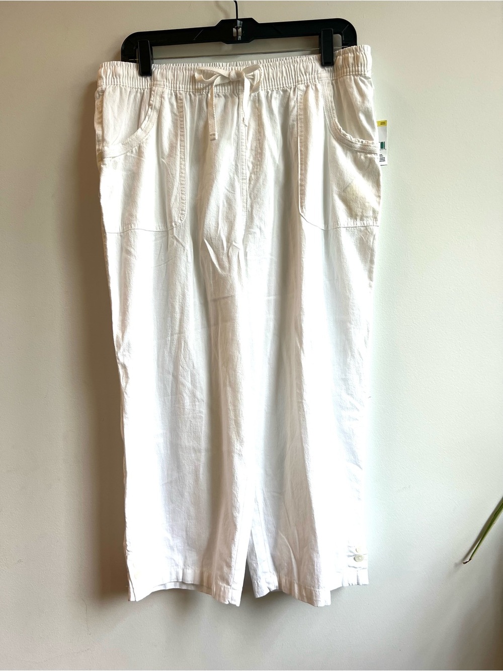 Sears Core 100% Cotton White Sheeting Crop Capri  Pants Size Large